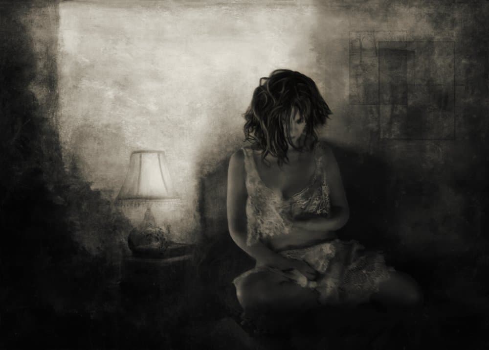 Pensive Woman Alone by Charlaine Gerber — canvas wall art