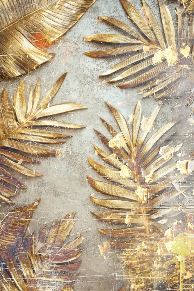 Golden Tropical Leaves by Rafal Kulik — canvas wall art