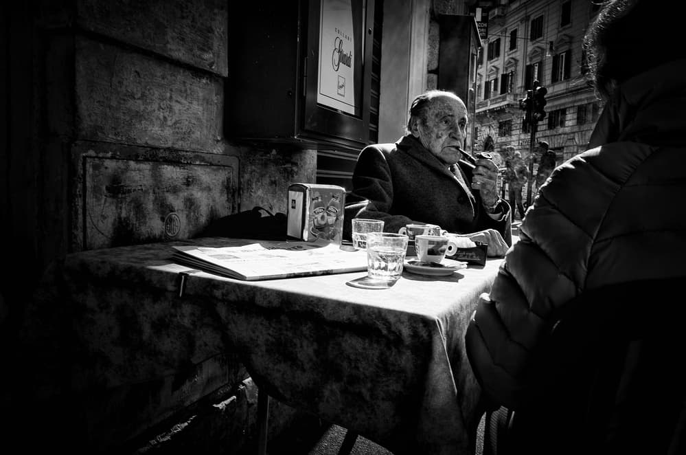 Cafe Man With Pipe by Riccardo Lucidi — canvas wall art
