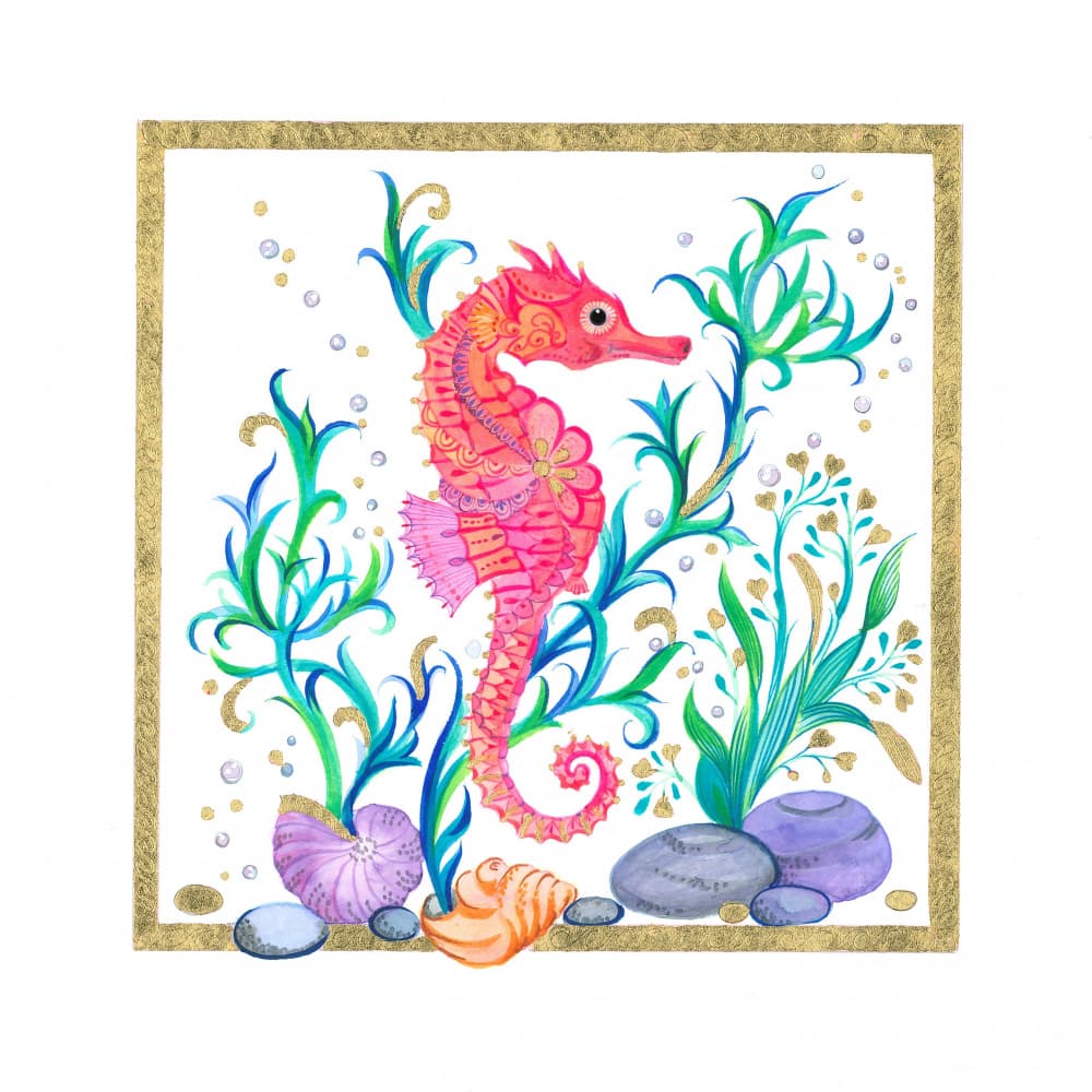 Seahorse, Pearls and Shells by Isabelle Brent — canvas wall art