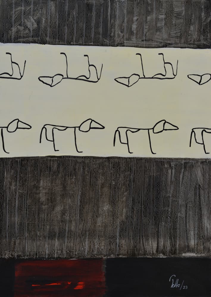 Minimalist Dachshund Pattern by Mr PETTO — canvas wall art