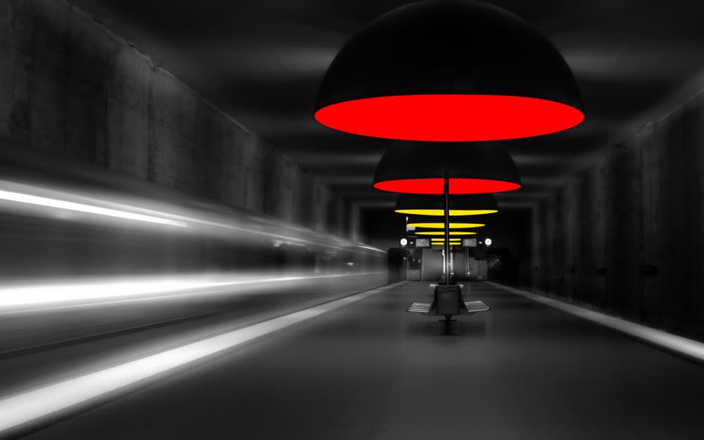 Modern Metro Red Lights by Andy Dauer — canvas wall art