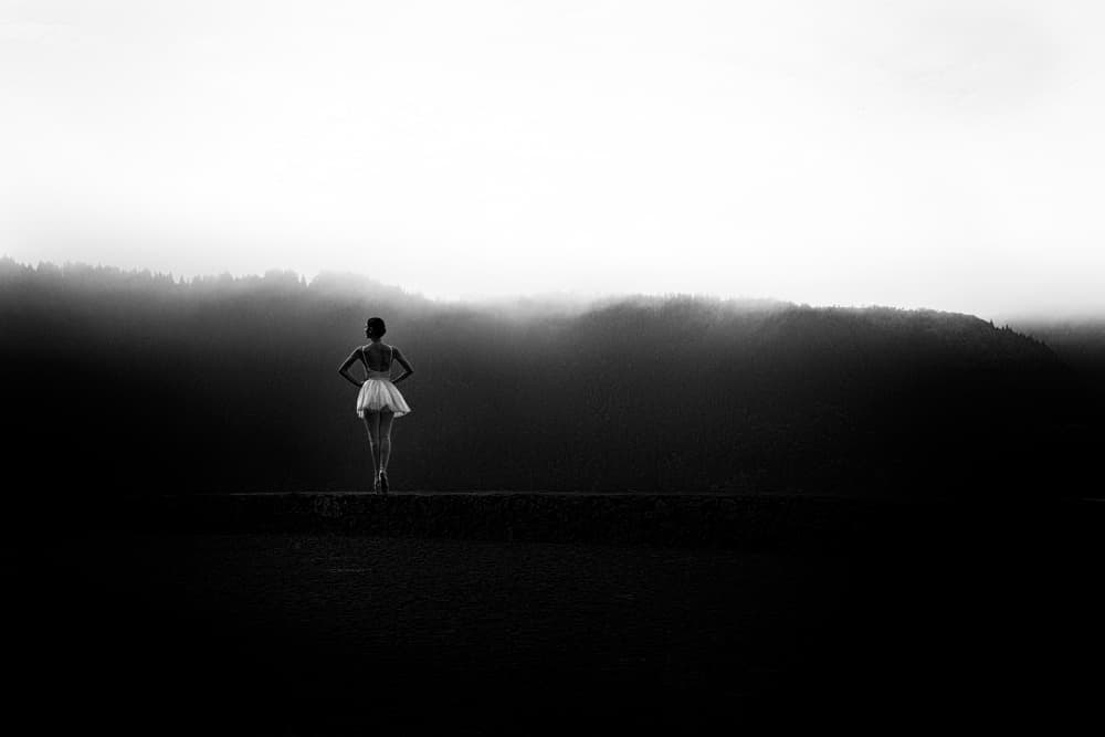 Ballerina Misty Mountains by Paulo Medeiros — canvas wall art