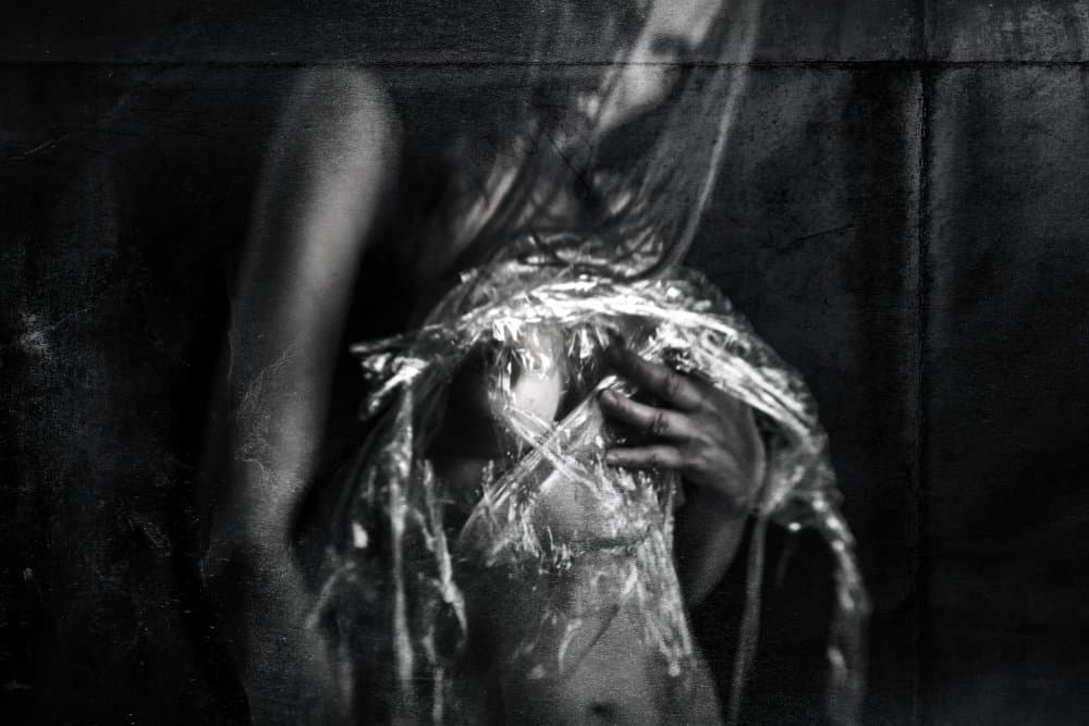 Dark Wrapped Woman by Bogdan Bouşcă — canvas wall art