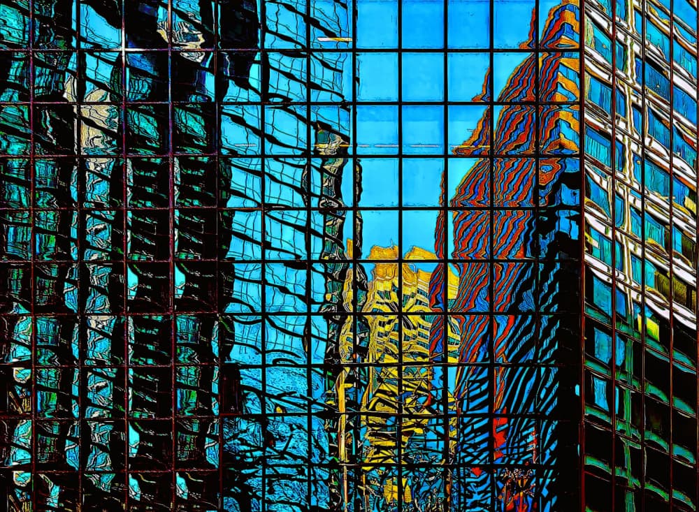 Vibrant Urban Reflections by Arnon Orbach — canvas wall art