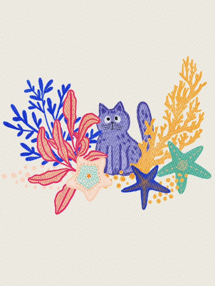 Whimsical Underwater Cat by Nikita Jariwala — canvas wall art