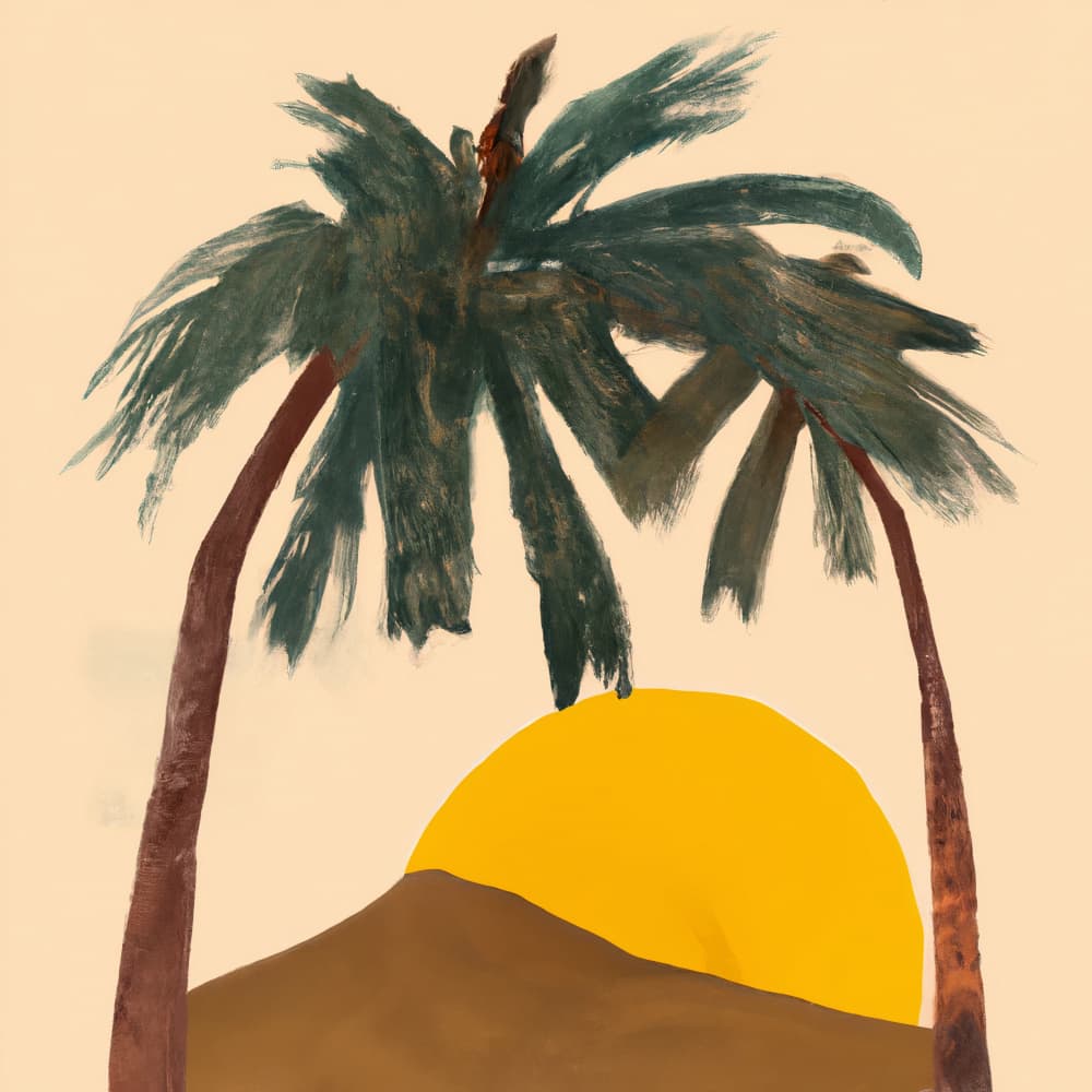 Tropical Sunset Palms by Merel Takken — canvas wall art