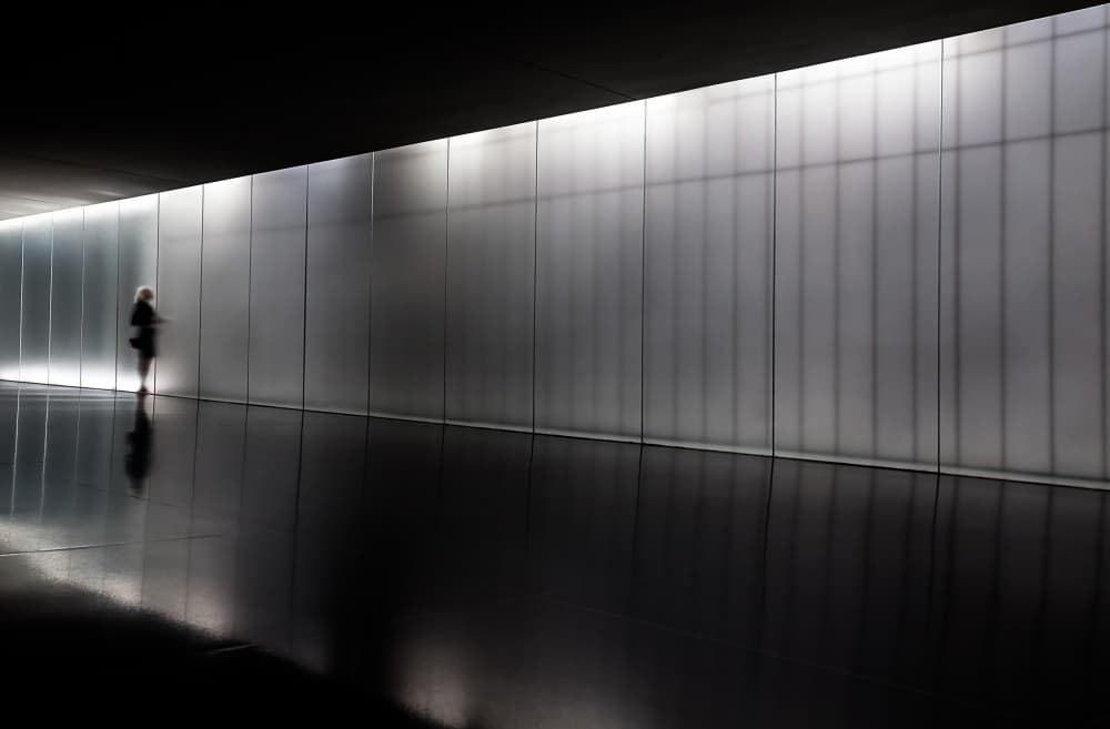 Solitary Figure Modern Hallway by Tomer Eliash — canvas wall art