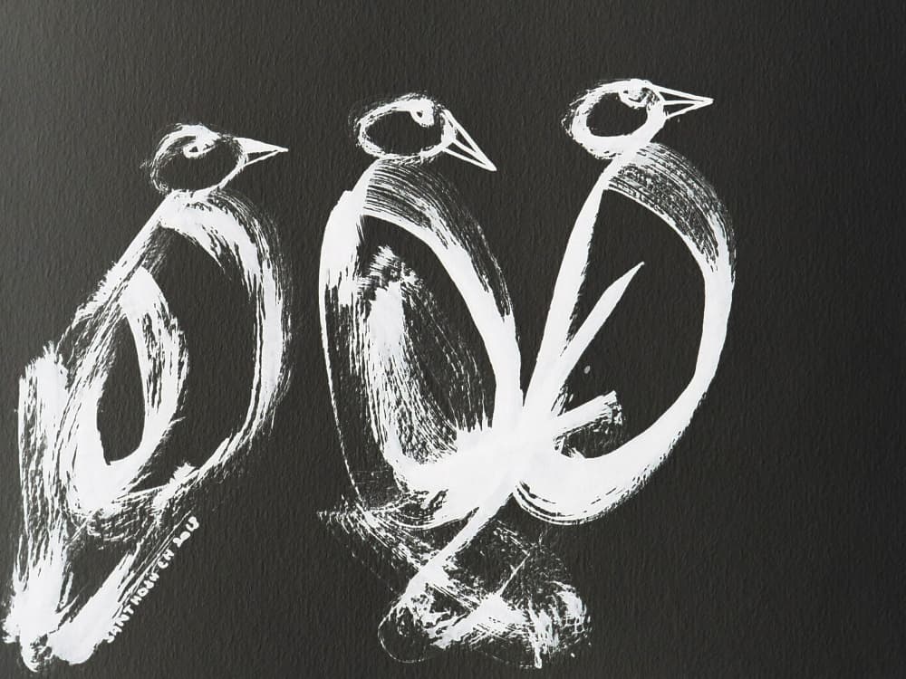 Three Stylized Penguins by Santhosh ch — canvas wall art