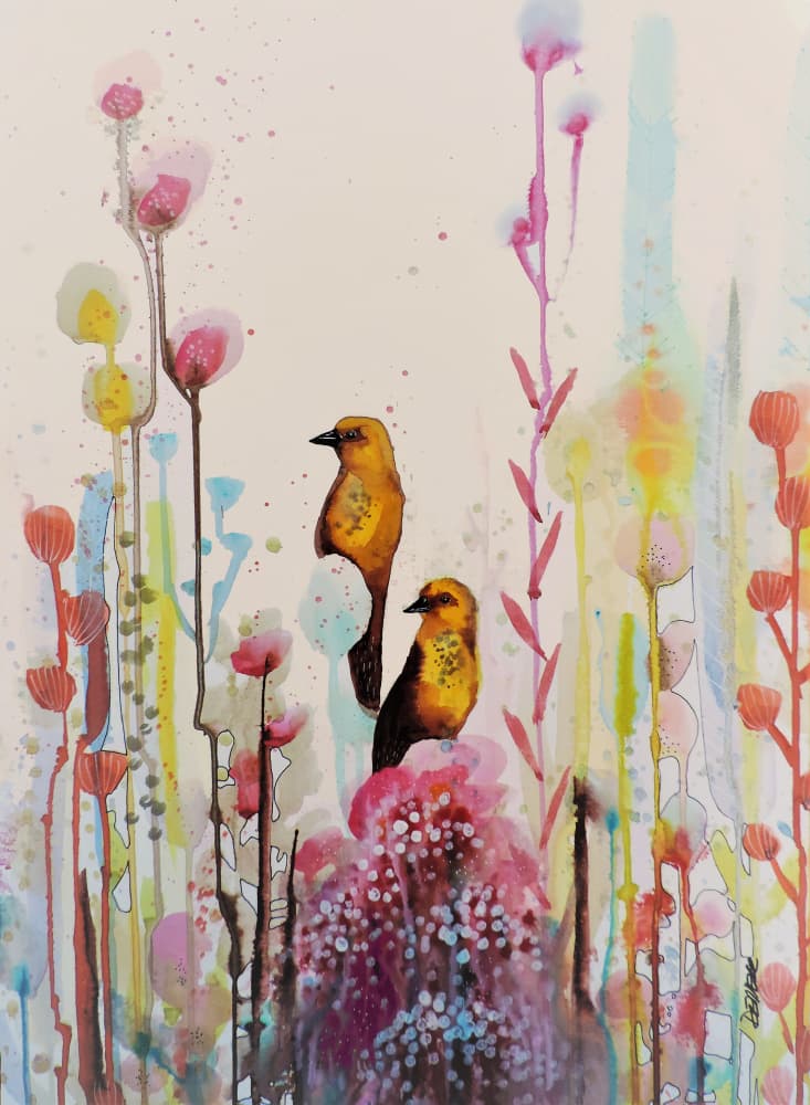 Colorful Garden Birds by Sylvie Demers — canvas wall art