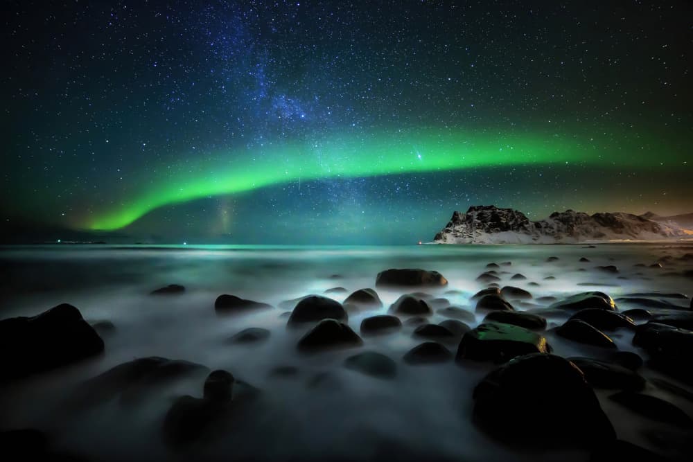 Northern Lights Coastal Magic by Wim Denijs — canvas wall art
