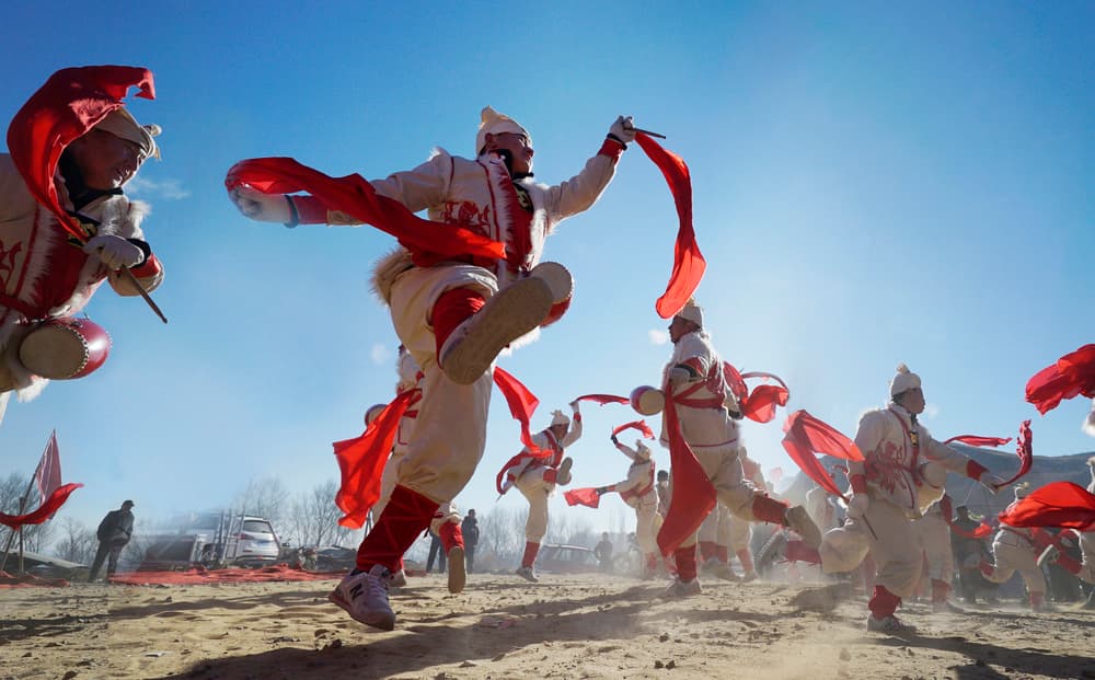 Vibrant Red Ribbon Dance by Adam Wong — canvas wall art