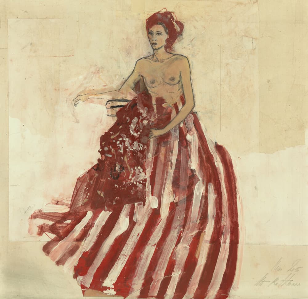 Seated Nude Red Skirt by Ute Rathmann — canvas wall art