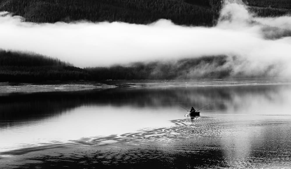 Misty Morning Fisherman by Julien Oncete — canvas wall art