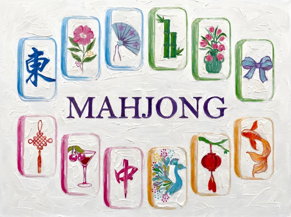 Colorful Mahjong Tiles by HUGO — canvas wall art