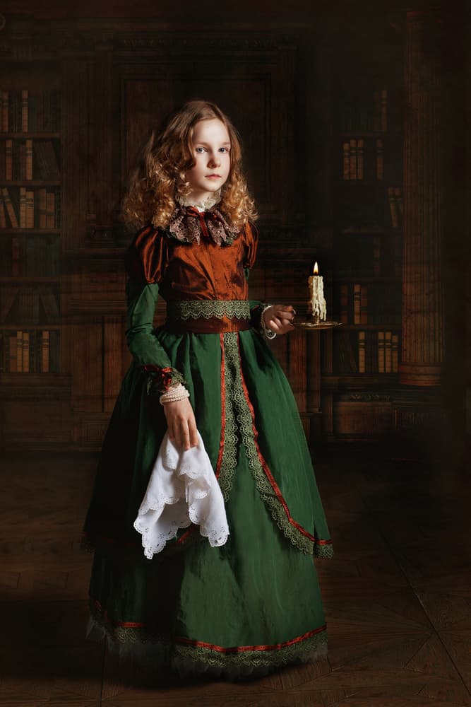 Young Girl Candlelit Library by Alina Lankina — canvas wall art