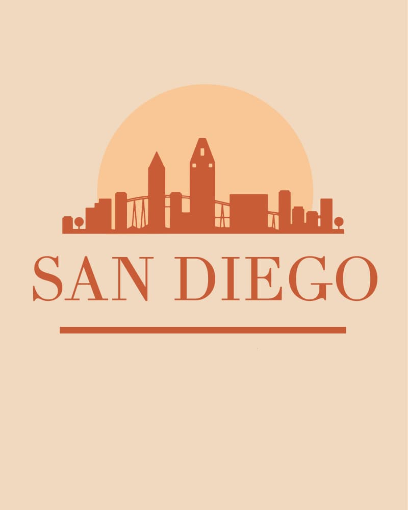 San Diego Sunset Skyline by Emiliano Deificus — canvas wall art