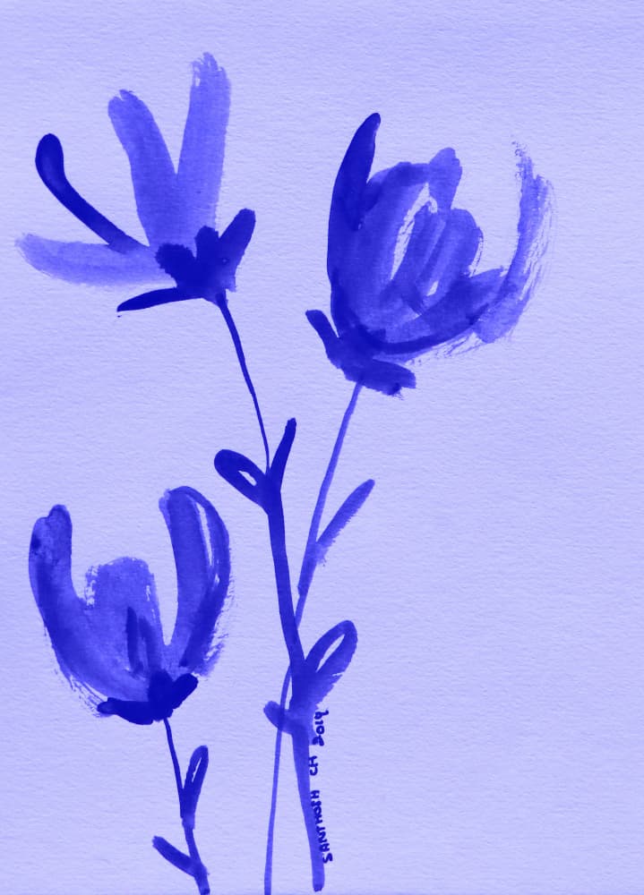 Blue Watercolor Flowers by Santhosh ch — canvas wall art