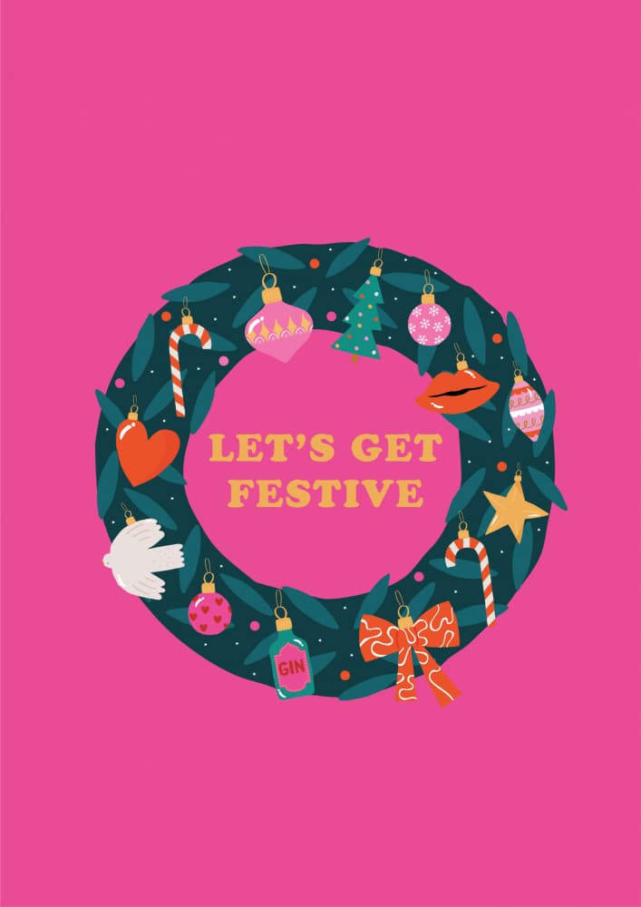 Let's Get Festive Wreath by Aislinn Simmonds — canvas wall art