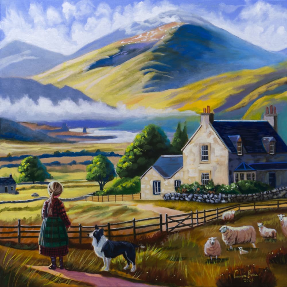 Highland Cottage Scene by Gordon Bruce — canvas wall art