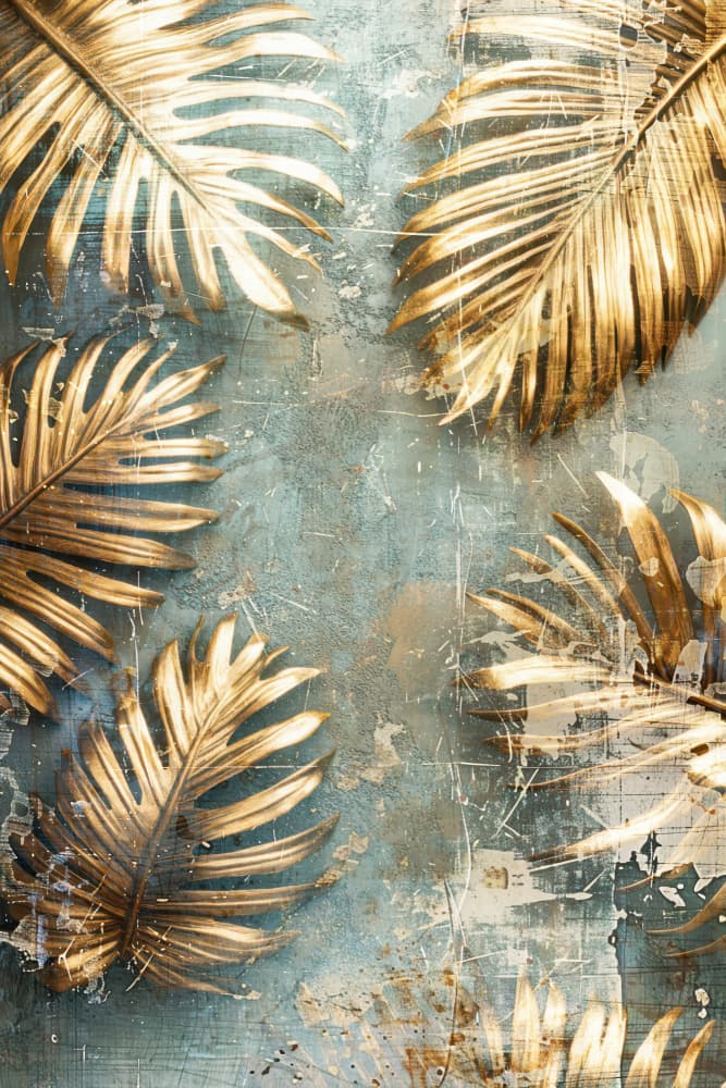 Golden Tropical Palms by Rafal Kulik — canvas wall art