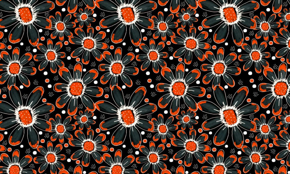Vibrant Black Orange Blooms by Michele Channell — canvas wall art