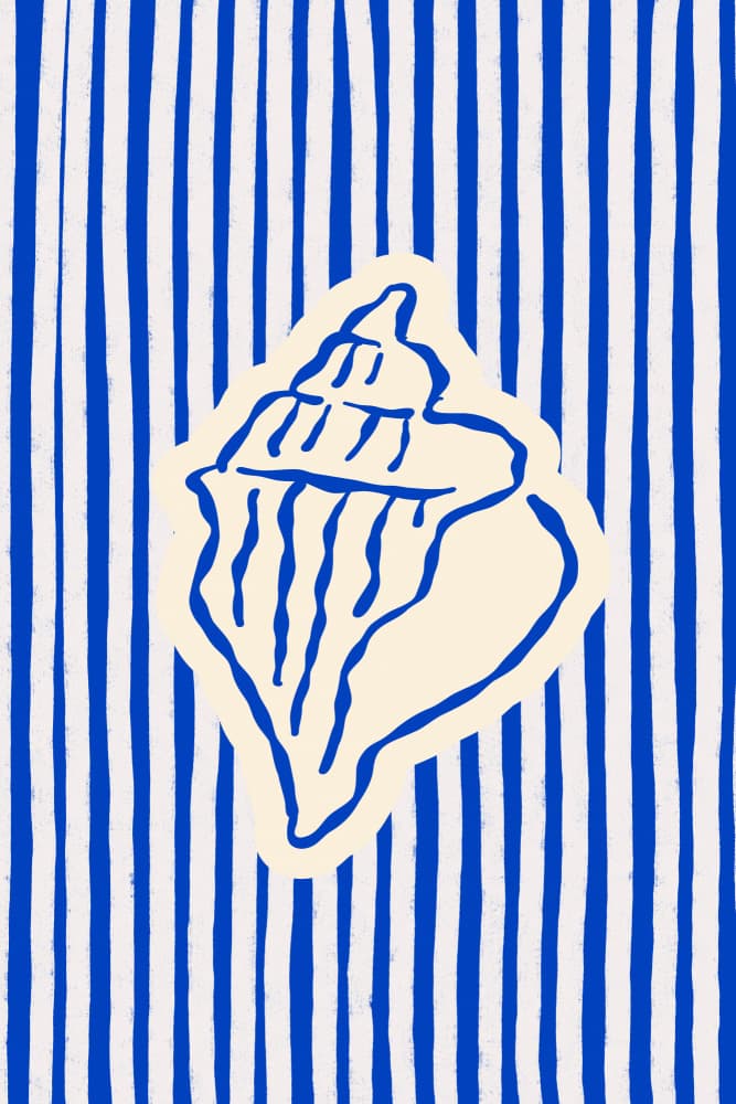 Nautical Striped Shell by Treechild — canvas wall art