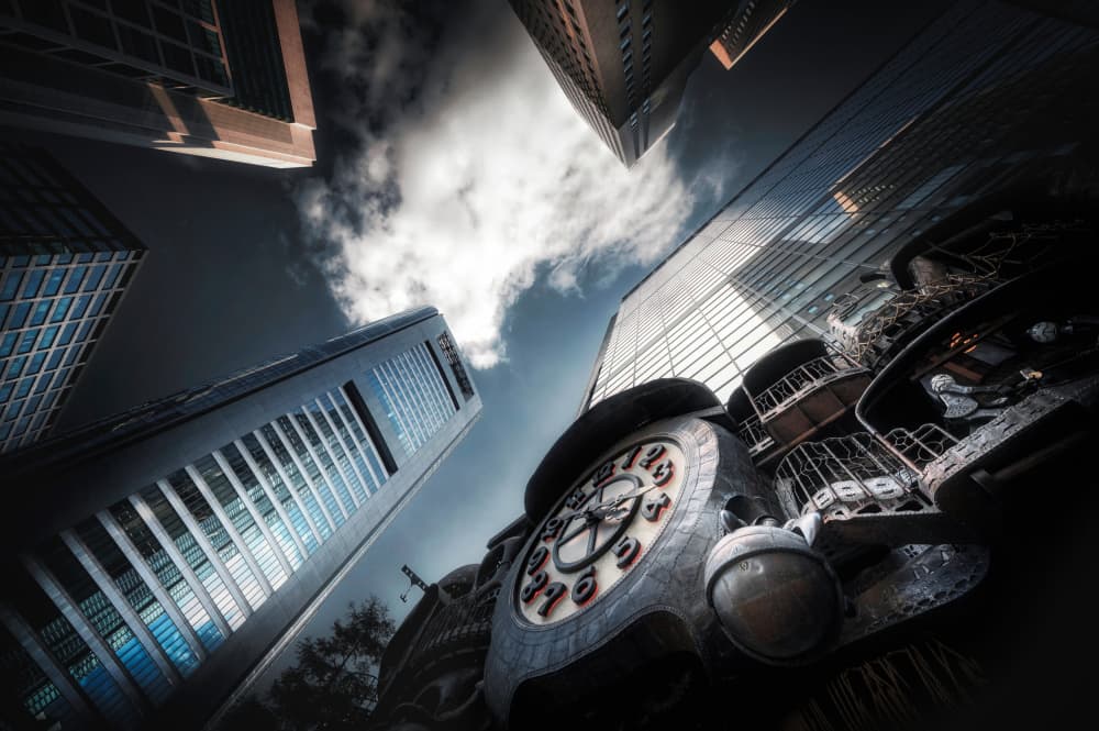 Time Amidst Skyscrapers by Daiki Suzuki — canvas wall art