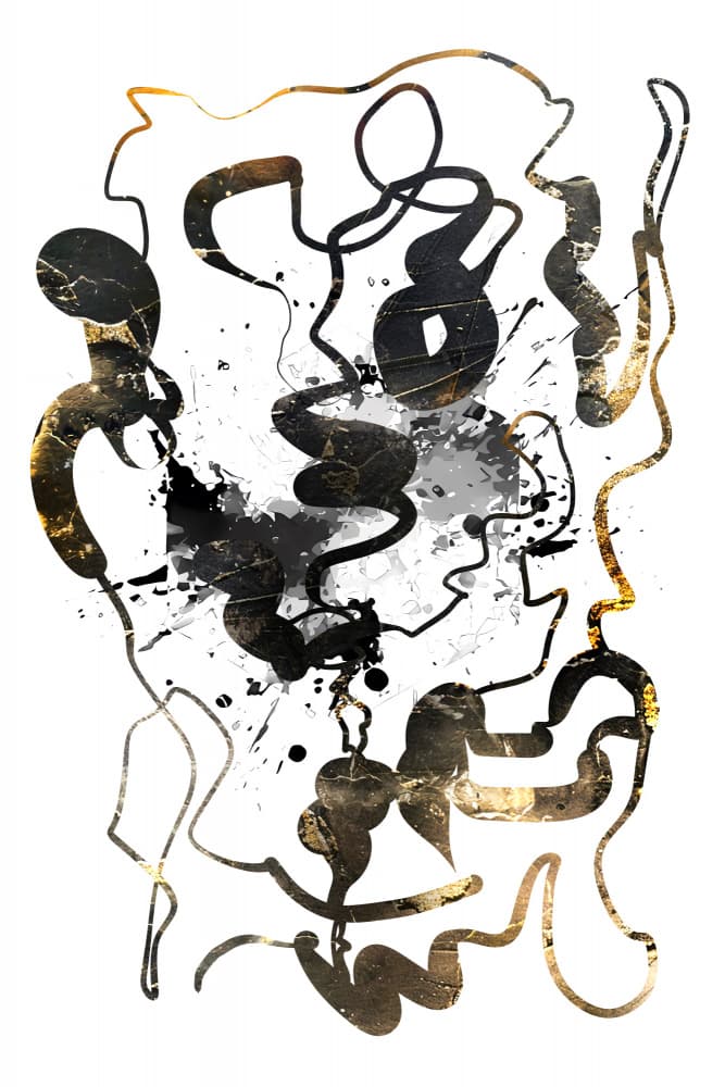 Dynamic Gold Abstract Lines by Rafal Kulik — canvas wall art