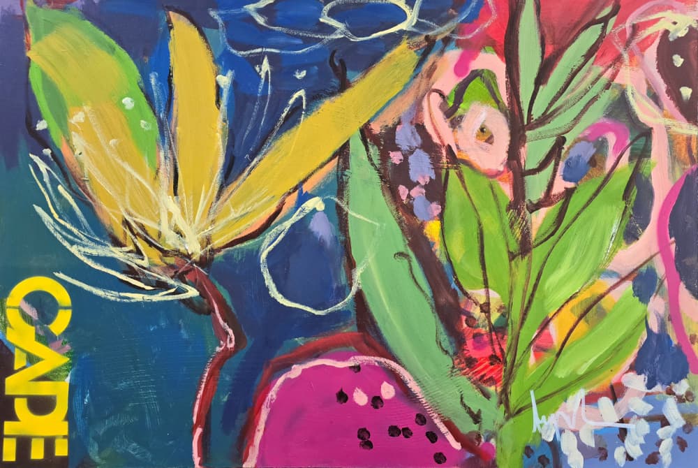 Watermelon Blossoms by Angela Maritz — canvas wall art