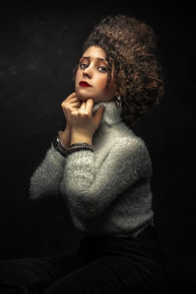 Dramatic Curly Hair Portrait by Domenico Petrocca — canvas wall art