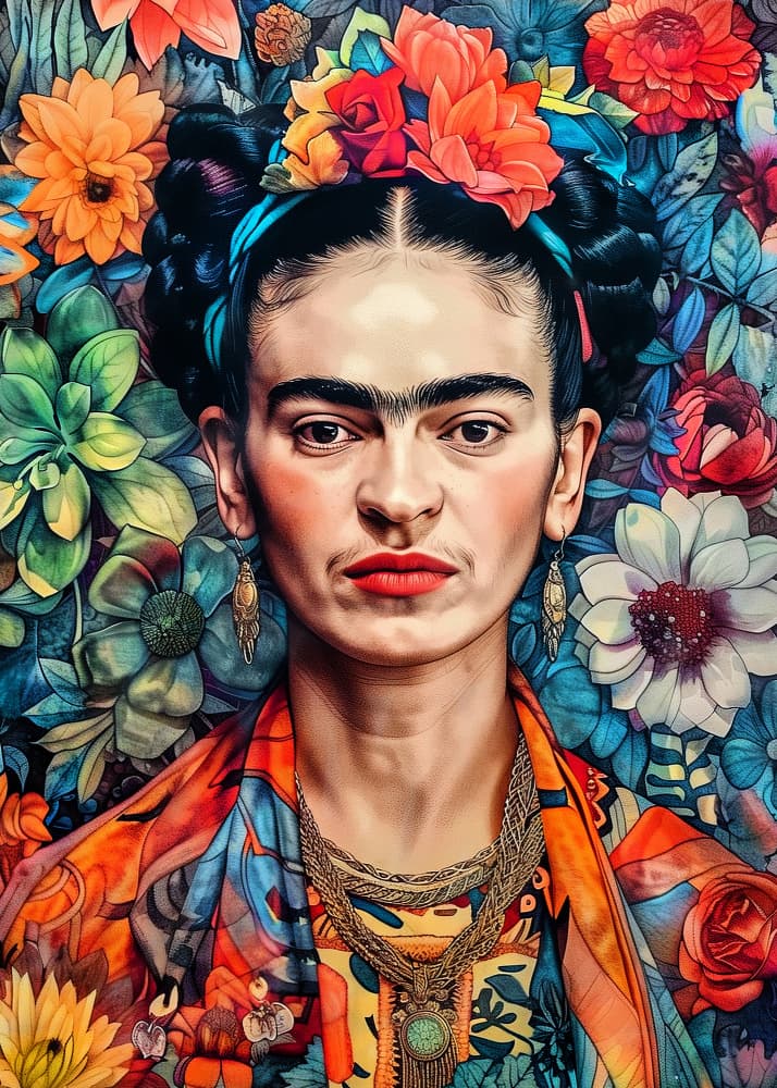 Iconic Woman Floral Portrait by Justyna Jaszke — canvas wall art