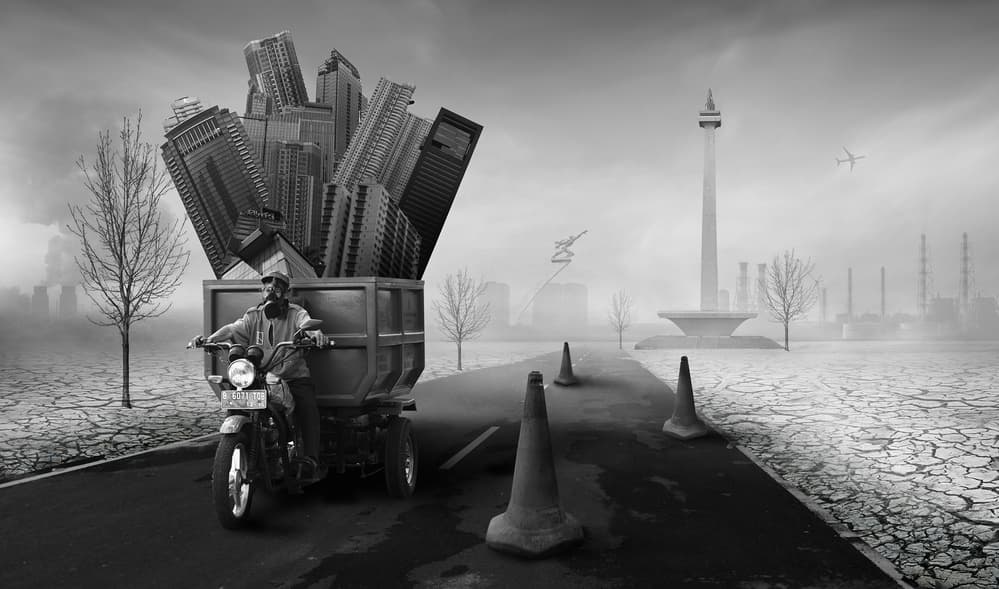 Dystopian Urban Burden by Hari Sulistiawan — canvas wall art