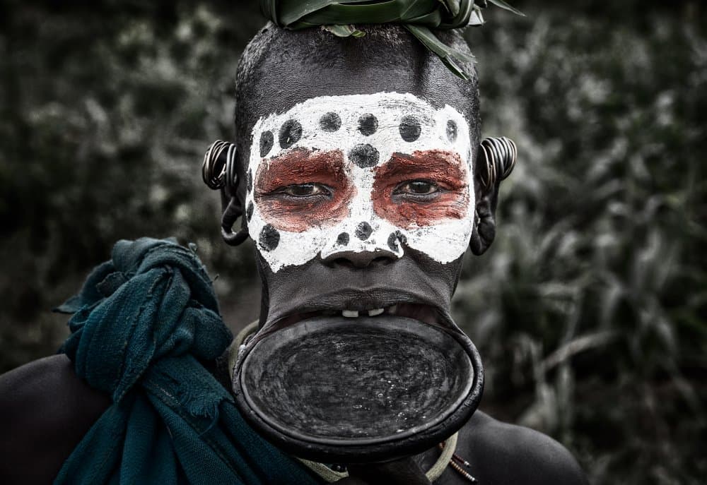 Tribal Woman Lip Plate by Joxe Inazio Kuesta Garmendia — canvas wall art