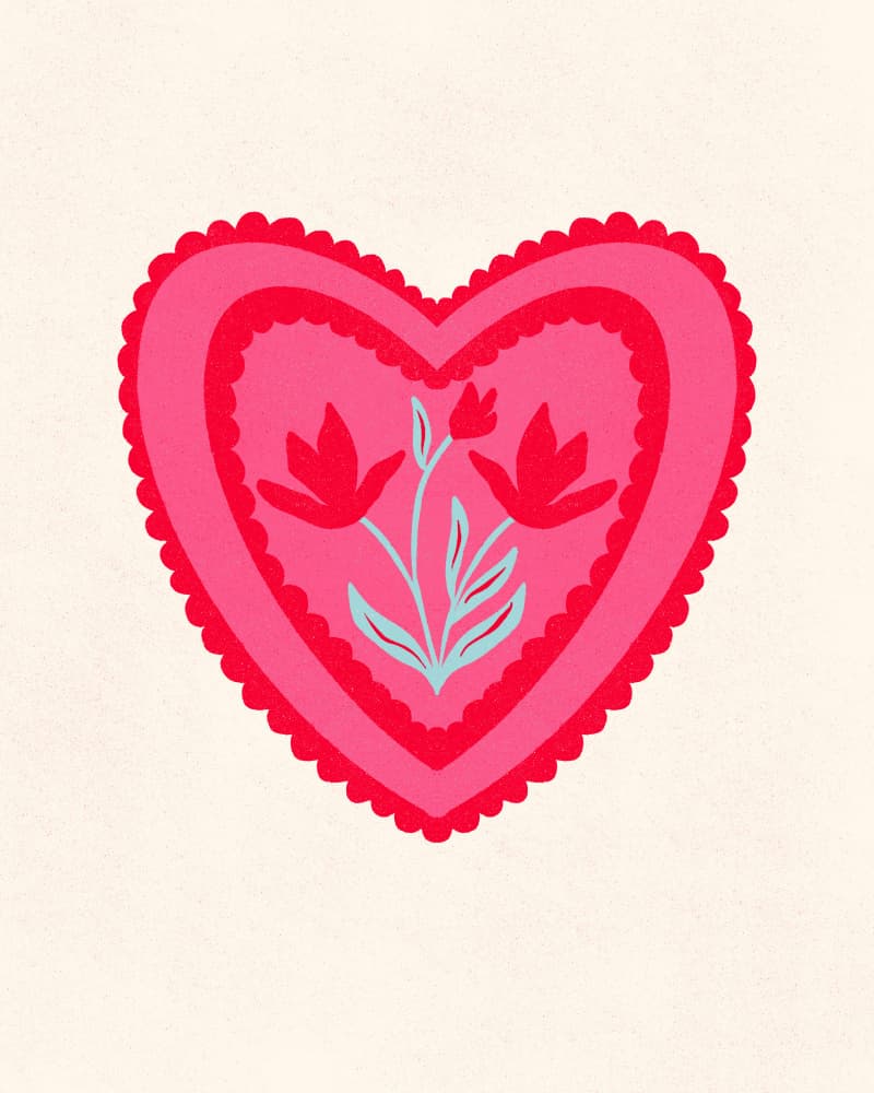 Pink Floral Heart by Angela Minca — canvas wall art