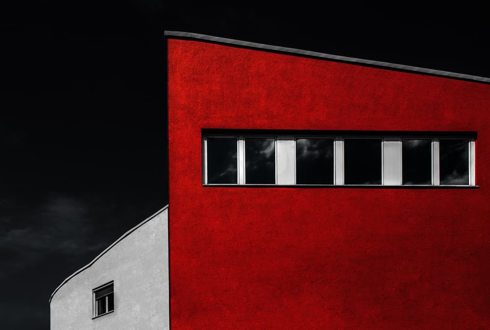 Bold Red Architecture by Gilbert Claes — canvas wall art