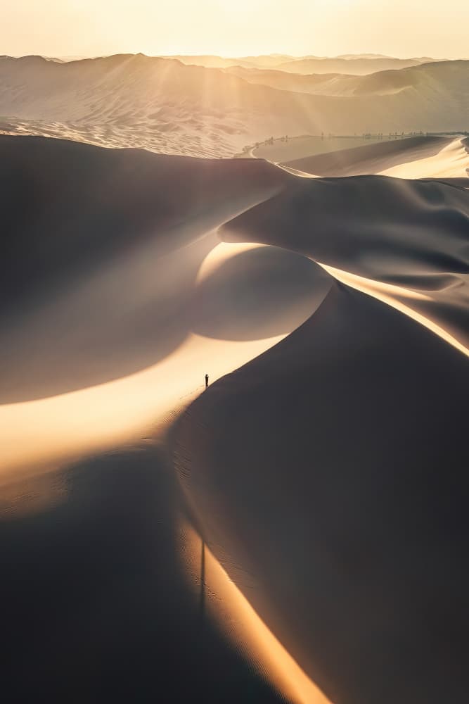 Golden Desert Hike by Yuan Cui — canvas wall art