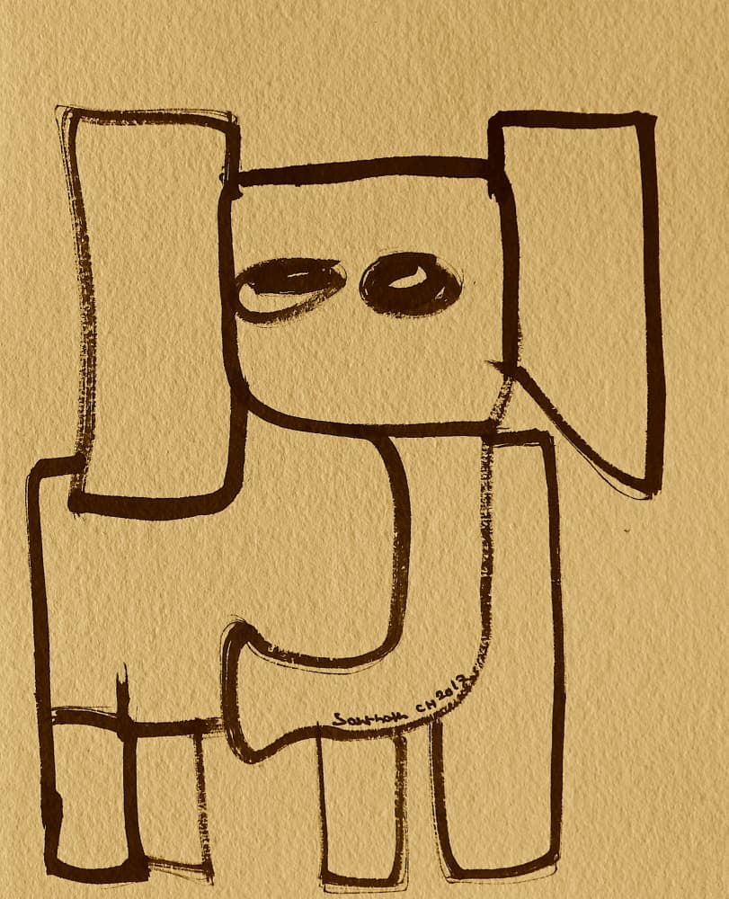 Stylized Elephant Drawing by Santhosh ch — canvas wall art