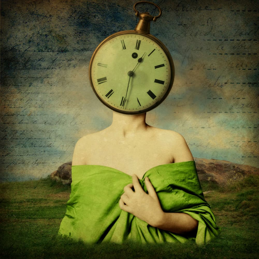 Mysterious Clock Head by Marja van den Hurk — canvas wall art