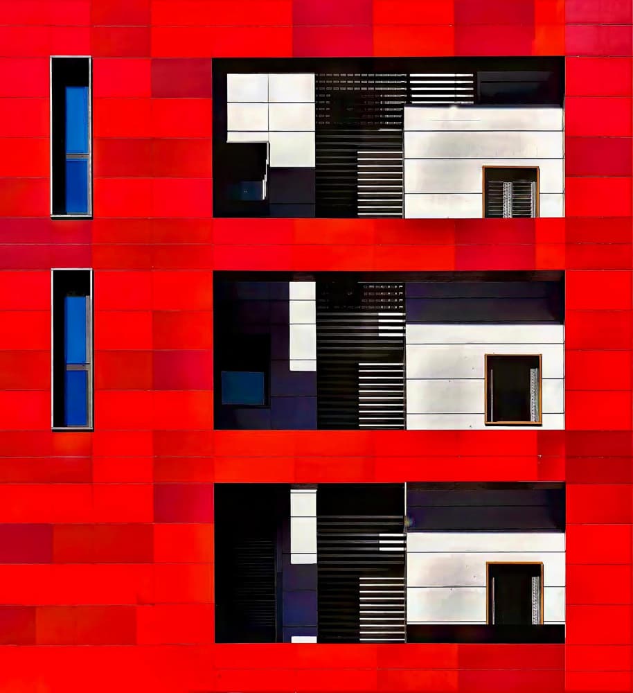Geometric Red Architecture by Arnon Orbach — canvas wall art