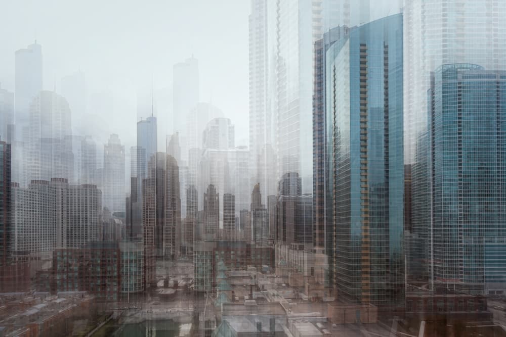 Blurred Cityscape by Roswitha Schleicher-Schwarz — canvas wall art