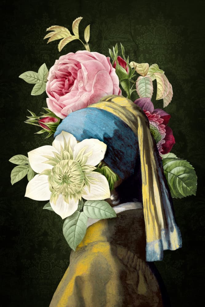 Floral Pearl Portrait by Marja van den Hurk — canvas wall art