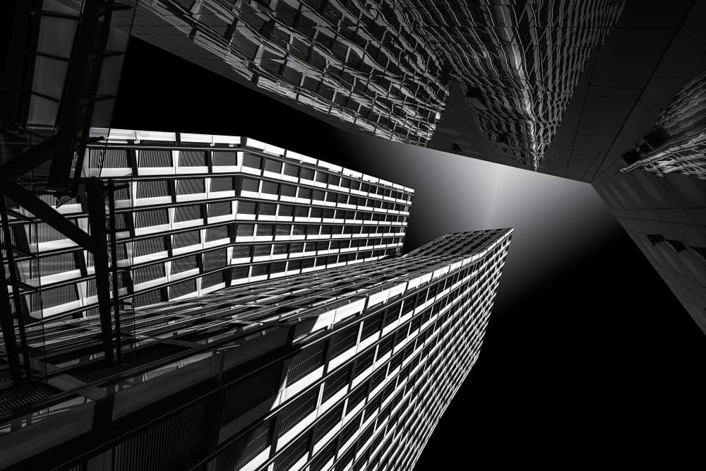 Towering City Geometry by Roland Weber — canvas wall art
