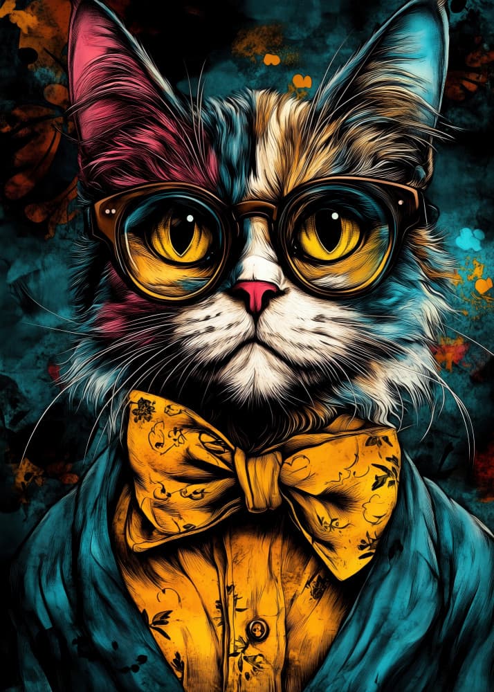Dapper Cat With Glasses by Justyna Jaszke — canvas wall art