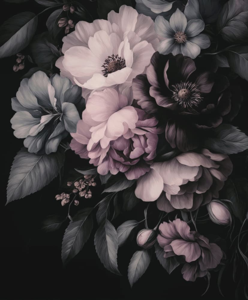 Dark Floral Elegance by Andrea Haase — canvas wall art