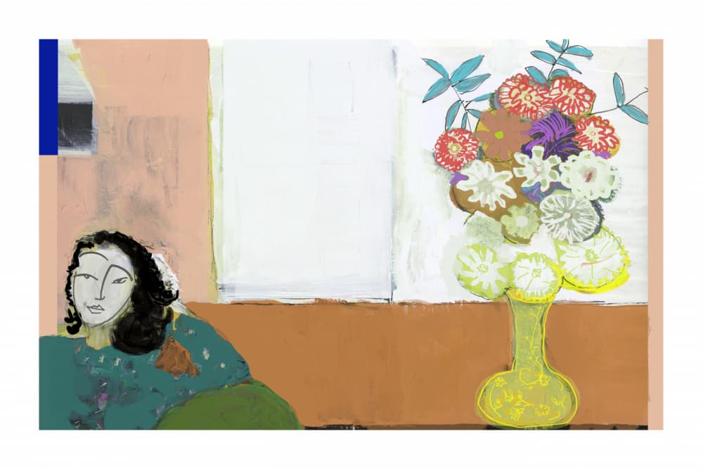 Woman with Vibrant Flowers by casa cartissi — canvas wall art