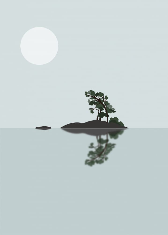 Solitary Island Reflection by Elsa Nätterdal — canvas wall art