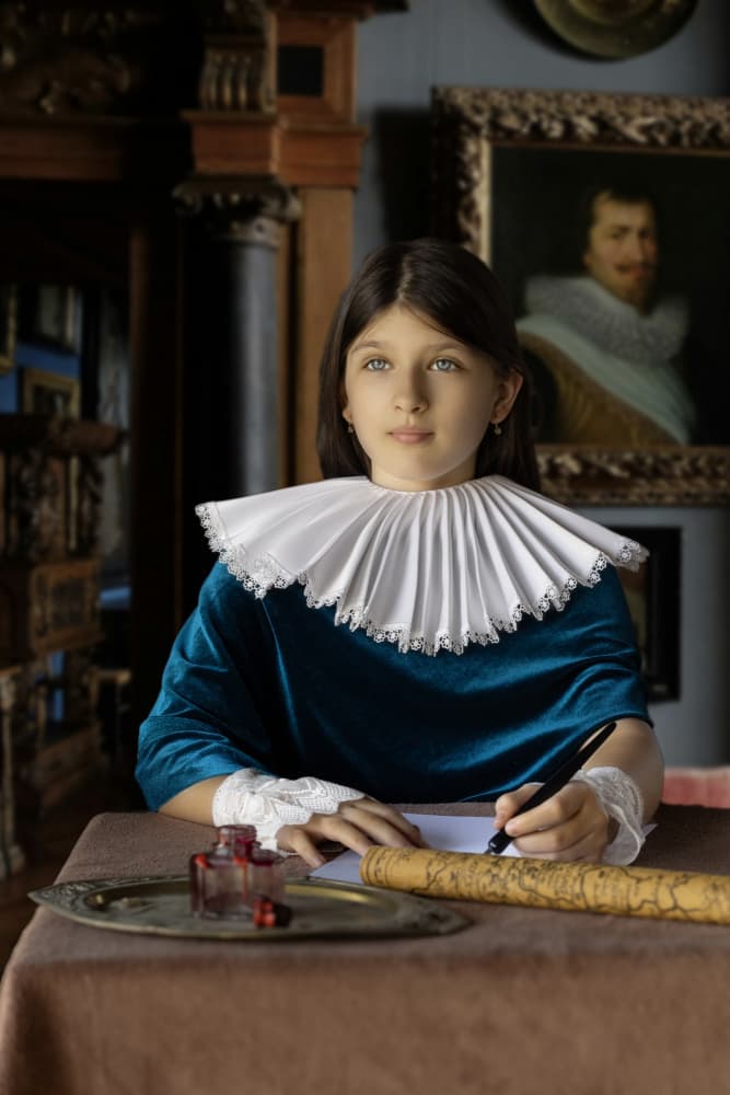 Renaissance Girl Writing by Ionel Onofras — canvas wall art
