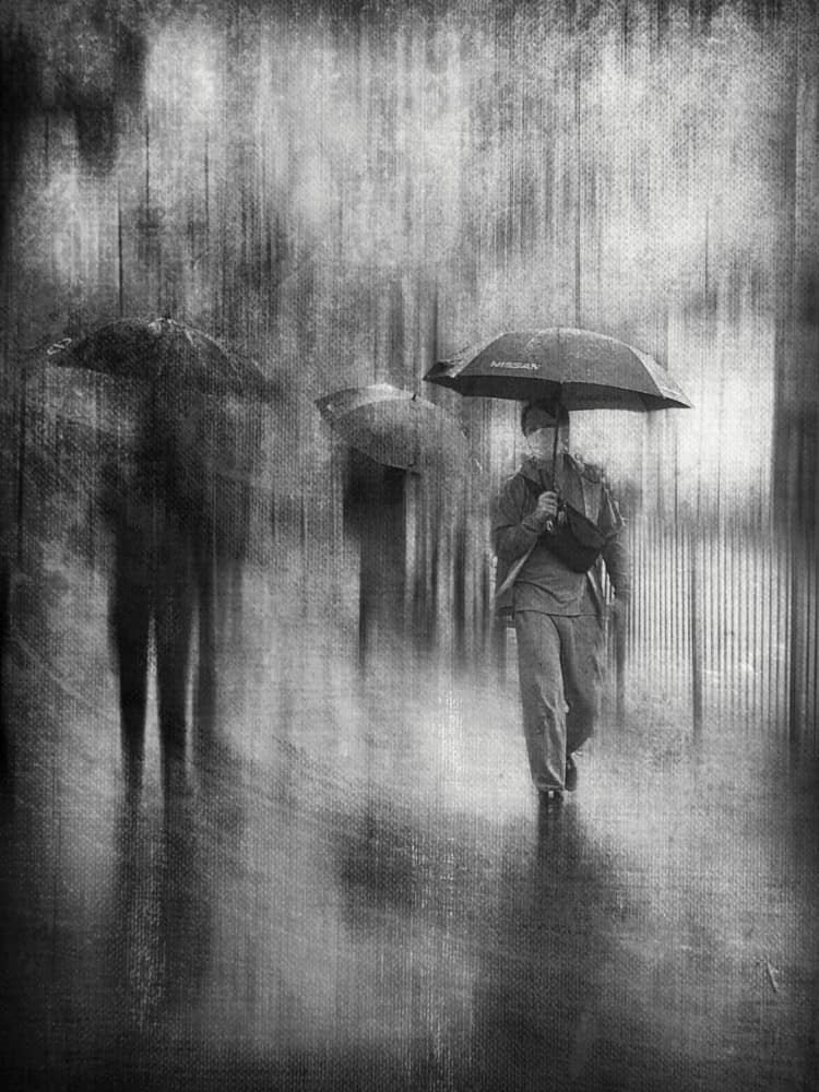 Rainy City Walk by Lammakmak — canvas wall art