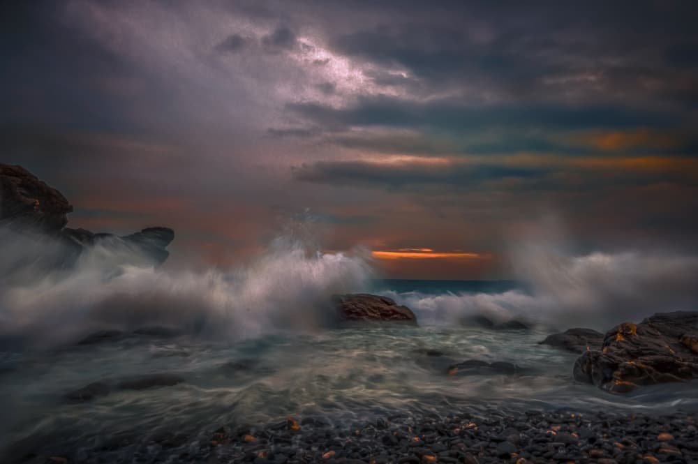 Dramatic Coastal Sunset by Alessandro Traverso — canvas wall art